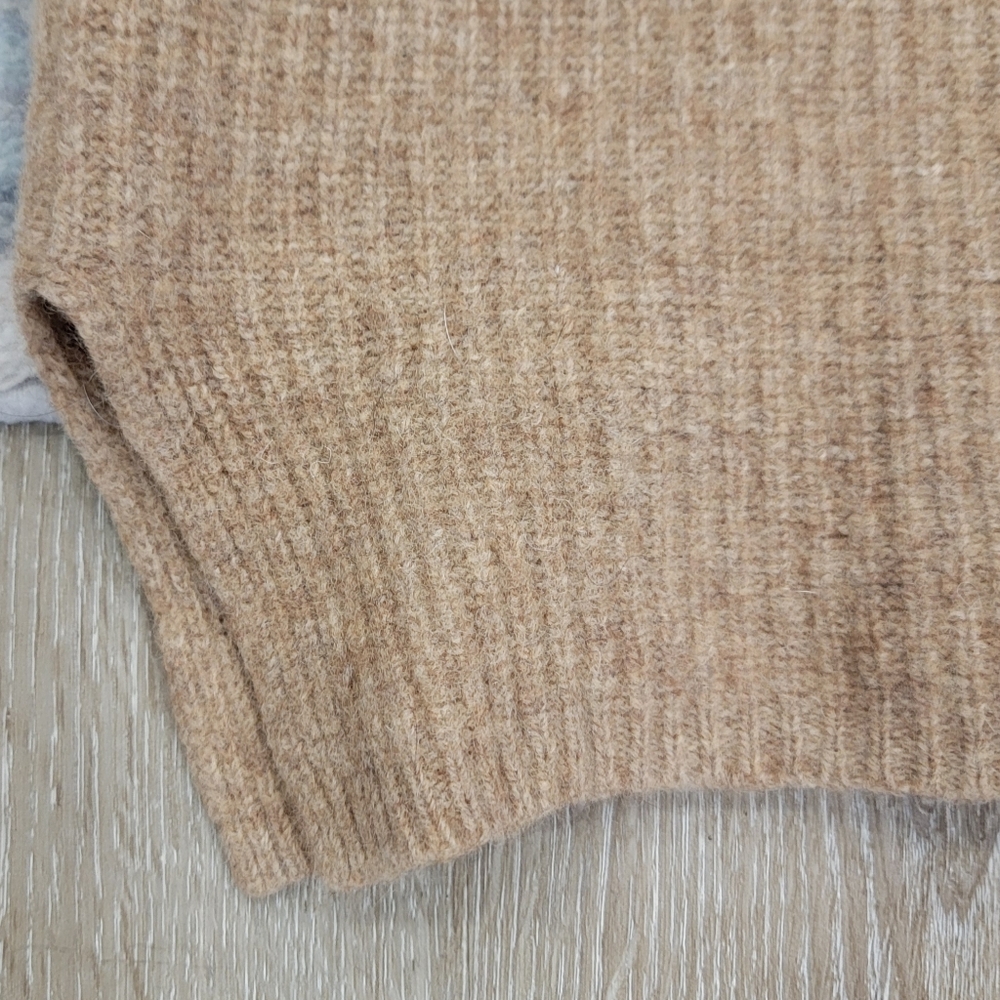 J.Crew Ribbed Knit Open Front Cardigan Sweater Tan Lambswool Neutral Women's S/M - Picture 11 of 15